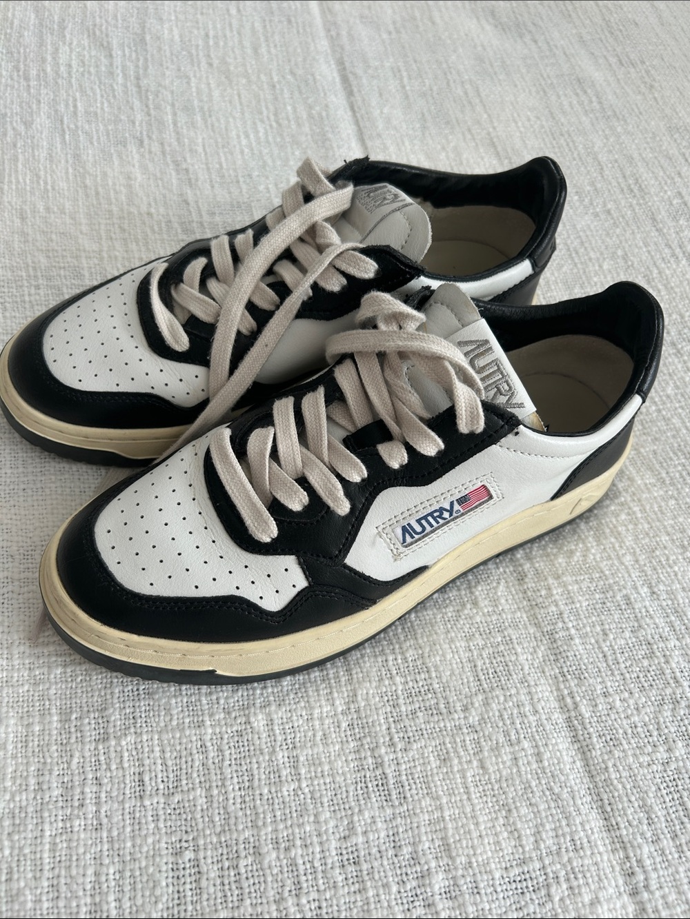 Autry Medalist Low-Top Sneakers in White and Black